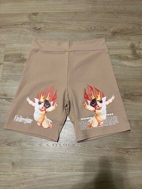 Civil Regime Women's Tan Graphic Biker Shorts